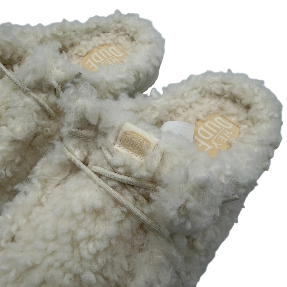Hey Dude Wendy Slipper Women Size 10 Egret White New Faux Shearling 44170-0LA - Picture 3 of 9